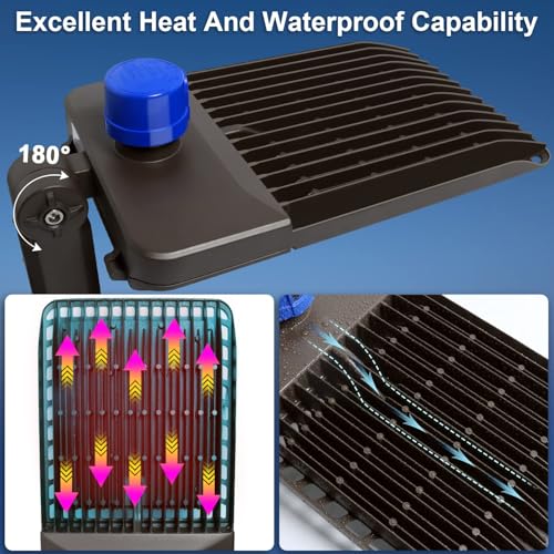 BIRITALO 300W LED Parking Lot Light Outdoor 45000LM Bright Dusk to Dawn FloodLights for Street 5500K 100-277V Commercial Security IP65 Waterproof Exterior Lighting Yard Driveway Garage Park 3 Pack by BIRITALO - Image 2