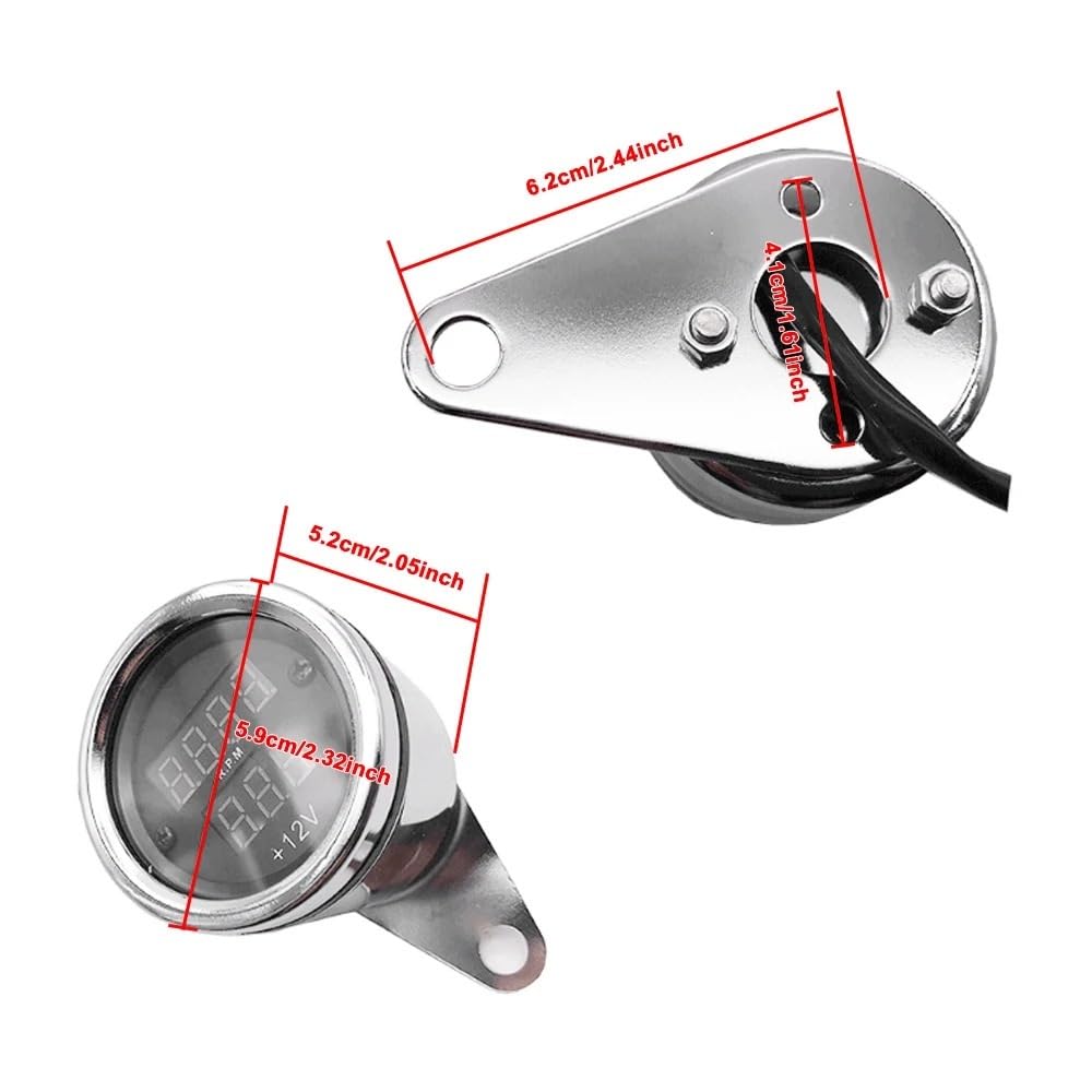 Motorcycle Odometer Gauge 12V Digital Motorcycle Tachometer Tachometer Gauge Oil Level Meter Iron Silver Speed Gauge Odometer