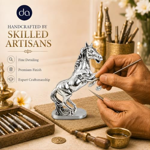 Image of 999 Silver Plated Running Horse Showpiece (6.5 Inch) - Elegant Vastu Statue for Home Decor Living Room & Premium Wedding Gifts