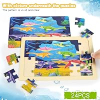 Wooden Puzzles Dinosaur Toys for Kids Ages 3-5, Set of 4 Packs with 24-Piece Wood Jigsaw Puzzles, Preschool Educational Brain Teaser Boards for Boys and Girls 3 4 5 6 Years Old — image 3