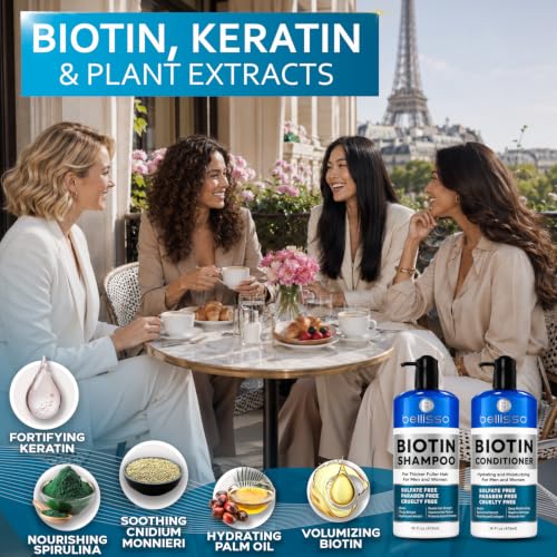 BELLISSO Biotin Shampoo and Conditioner Set - Sulfate & Paraben Free