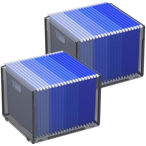 OUTWOLF Hanging File Organizer, Mesh File Folder Box File Crate File Folder Organizer Storage Box, Letter Size (2 Pack) Cover