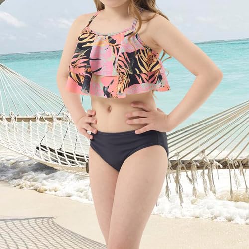 Girls Bikini Swimsuits Two Piece Bathing Suit Set for Girls Double Ruffle Hawaiian Swimwear Set2