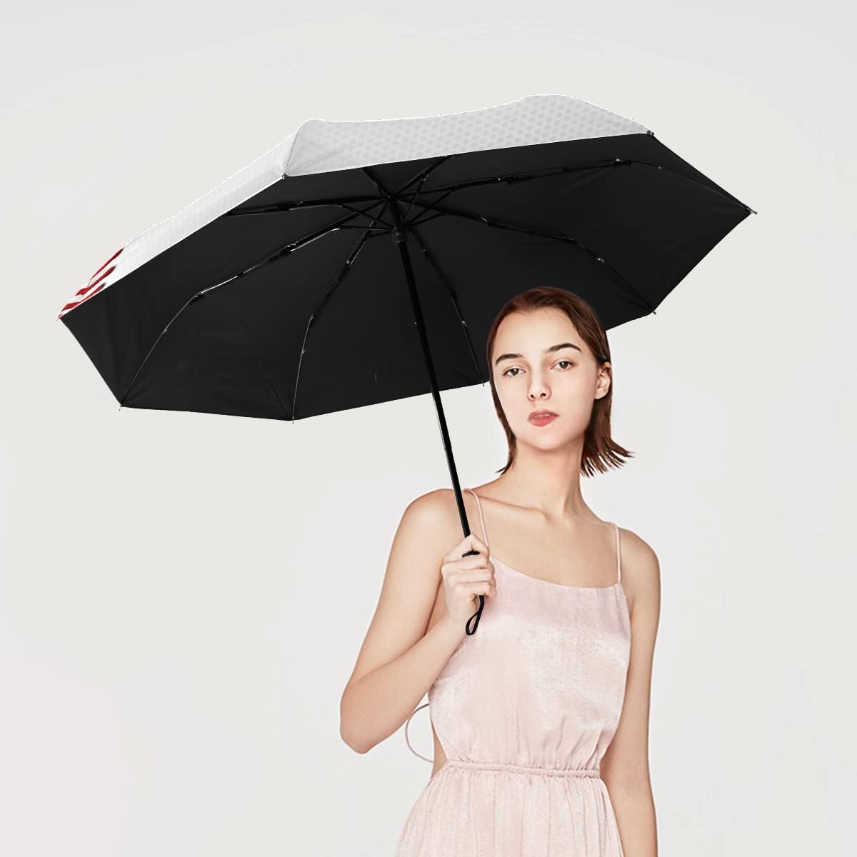 Compact Travel Umbrella Baseball Laces Surface Small Folding Sun & Rain Umbrellas Windproof Mini Auto Open & Close Portable Umbrella Parasol for Women Men