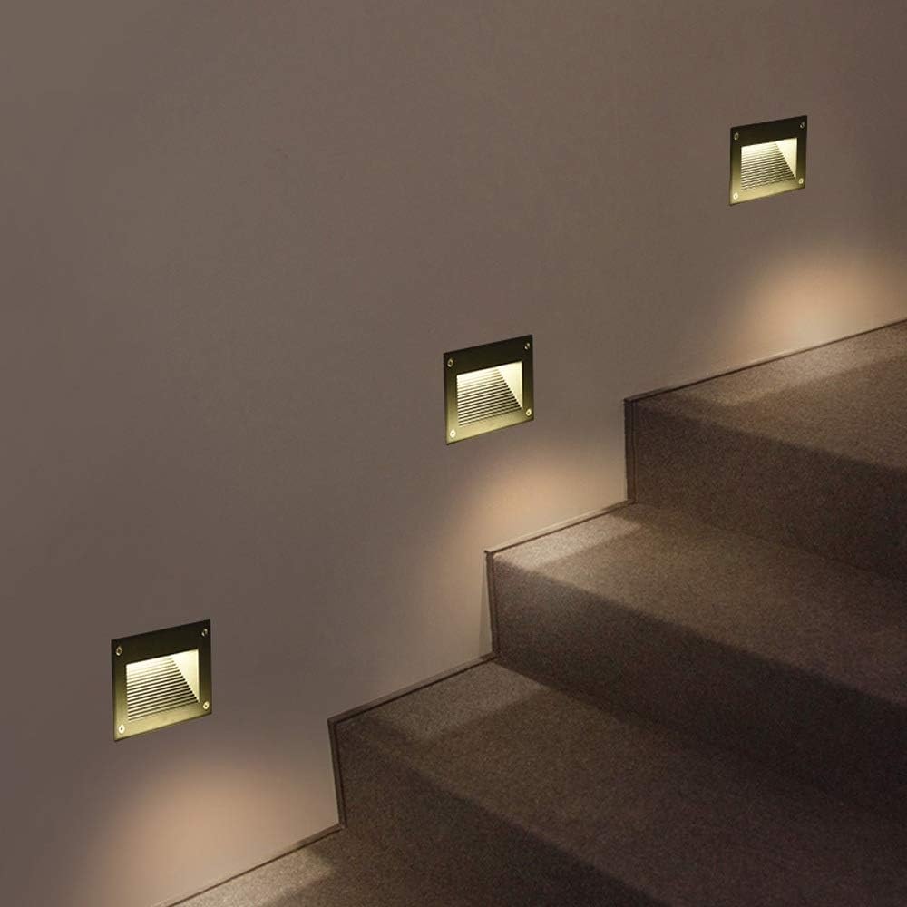 Recessed LED Lawn Light Embedded Underground Spotlight Park Outdoor Waterproof Staircase Step Lanterns Square Floor Lamp Embedded 4.8cm Integrated (Color : Warm Light)