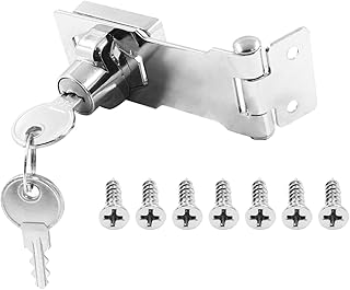 Hordion 1Pcs 3 Inch Keyed Hasp Locks with Keys - Keyed Different - Metal Safety Hasp Latches Padlock Latch, Twist Knob Keyed for Closets, Drawers, Cabinets, Small Doors, Toolbox, Fridges (Silver)