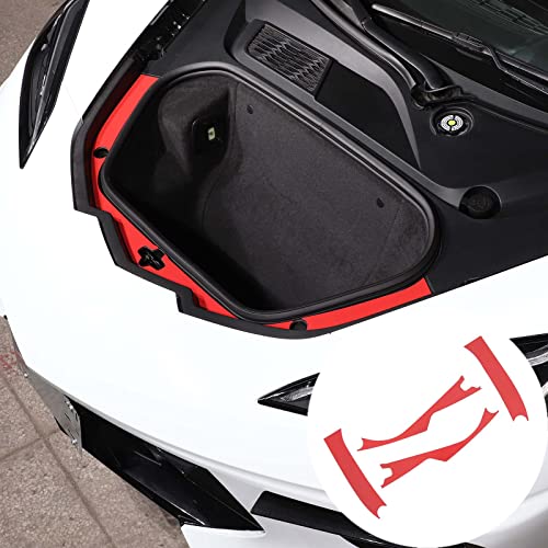Trunk Edge Panel Trim Patch Stainless Steel 4PCS Compatible with Corvette C8 Stingray 2020-2024 Trunk Borders Cover Sequin Trim Accessories (Style B-Red)