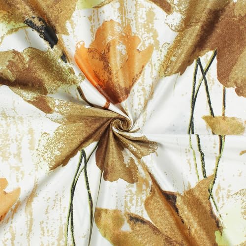 Image of Window Curtains 5 Feet Long Set of 2 |Light Filtering Curtains for window |Floral Design Polyester Curtain and Drapes for Living Room 118 x 152 cm, Off White & Brown|Perfect for Home Decor