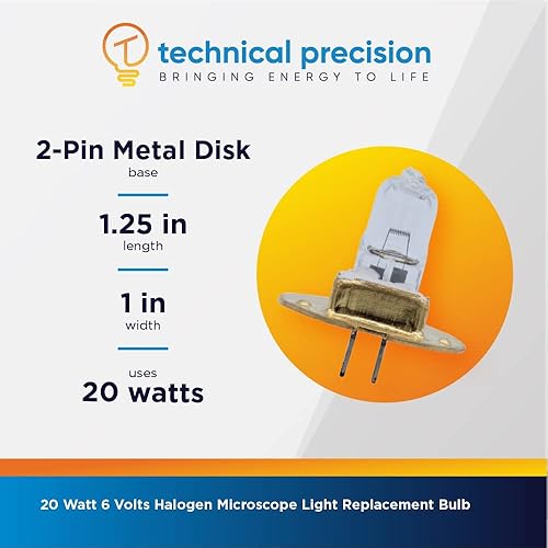 Miniatura 7 de Technical Precision - Bombilla de microscopio de 20 W, 6 voltios, bombilla halógena de repuesto para lámpara Topcon SL-D2 de Technical Precision