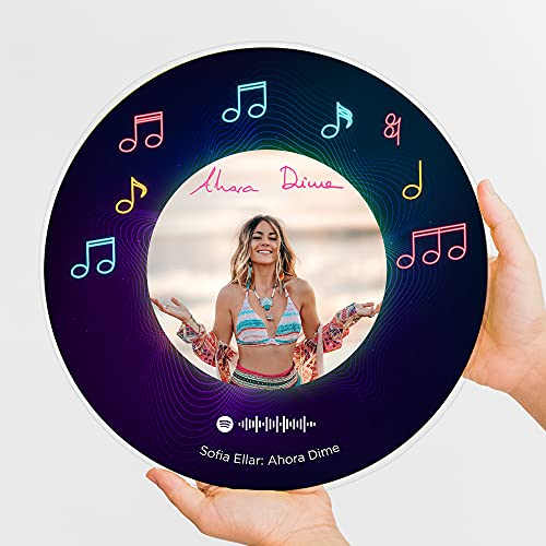 Transparent Gift Disco de Vinilo Spotify Personalizado con Foto y Texto Textura. Regalos Personalizados Familia, Amigos, Pareja. Regalo Original Cumpleaños y Aniversario. Cuadros de Vinilo Decorativos