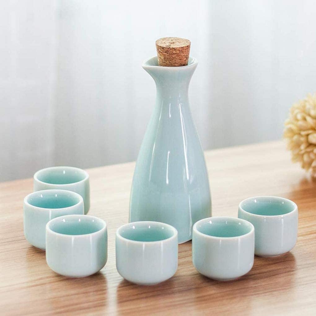 Zestaw do sake, kieliszki do sake, 8-częściowy ceramiczny zestaw do sake, zestaw do sake dla dorosłych, zestaw do białego wina na prezent, herbata Matsunaka do picia,Glaze-8Pcs