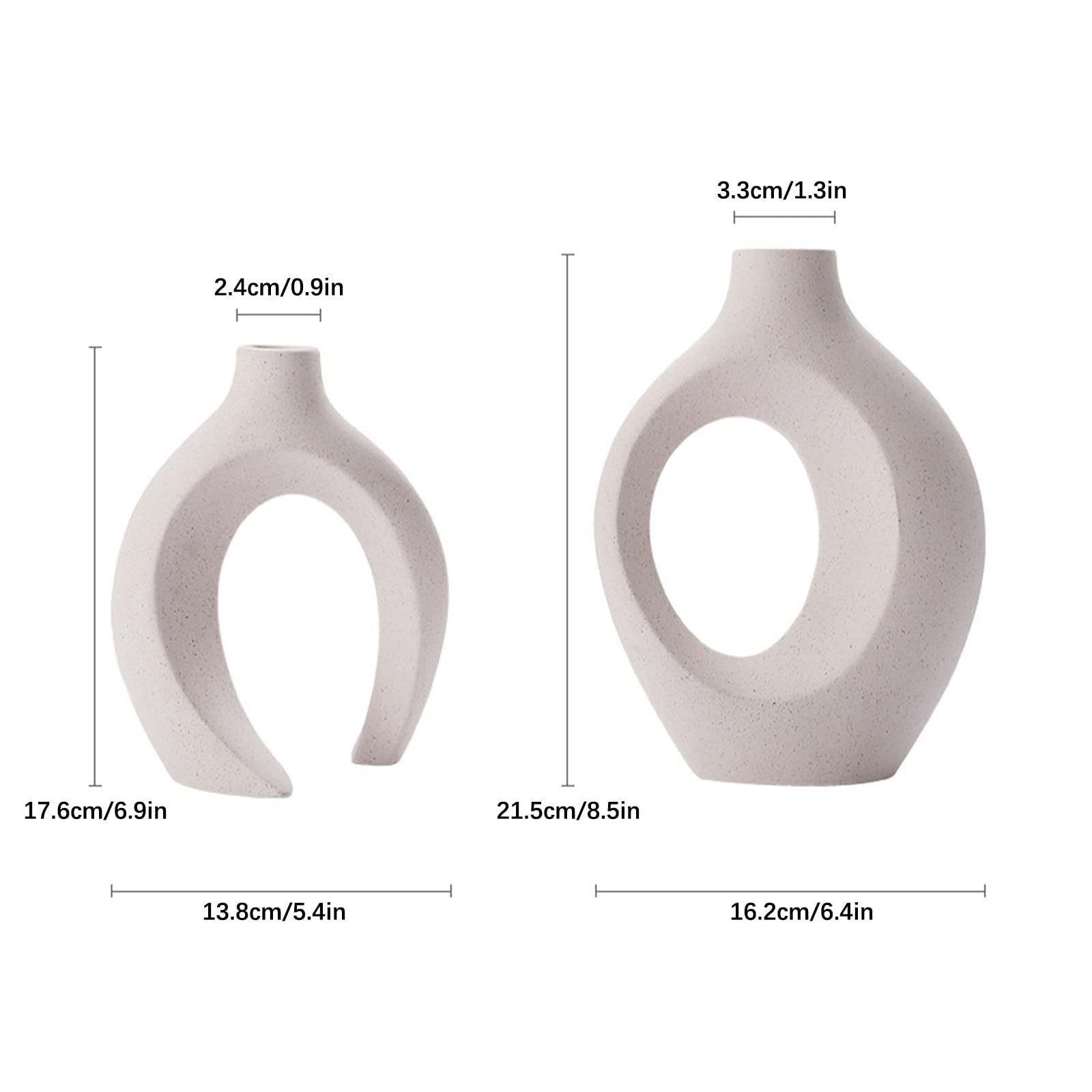 Keramik Vase Set, 2 Moderne weiße Keramik Vasen, Keramik Donut Vasen, Keramik Vase Blumenarrangement, Hochzeit Tisch, Party, Wohnzimmer, Büro, Schlafzimmer, Housewarming Geschenk