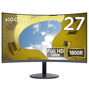 KOORUI Curved Monitor – 27 Zoll FHD Curved Computer Monitor, VA-Panel, 75Hz, Krümmung 1800R, Neigungsverstellung, Augenpflege, HDMI, VGA Gaming Monitor, Schwarz 27N5C