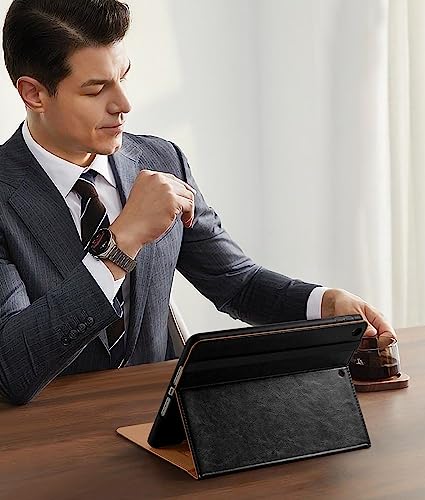 Maledan 対応iPad 9世代 ケース 対応iPad 10.2 ケース 2022 二段階角度調節 ペンシル収納機能 PUレザー テレワーク用 オートスリープ/ウェイク機能 耐衝撃 手帳型