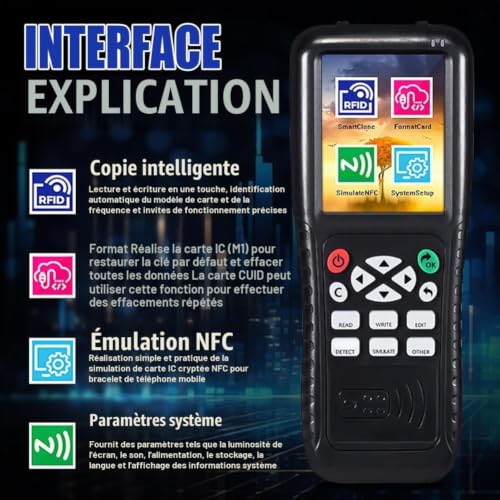 Peowuieu Duplicateur D'Identification RFID, Copieur, Fonction de Décodage, Machine à Clés, Copieur RFID NFC, Lecteur D'Identification, Graveur de Carte T557 125 KHz H-ID – vue 3