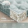 Intelligent Design Large Floor Pillow for Adults Yoga or Meditation Cushion with Handle, Floor Cushion for Board Games, Lustrous Chenille Tufted, Handsewn Scalloped Edge, Azza, 24 x 24 x 5 Aqua