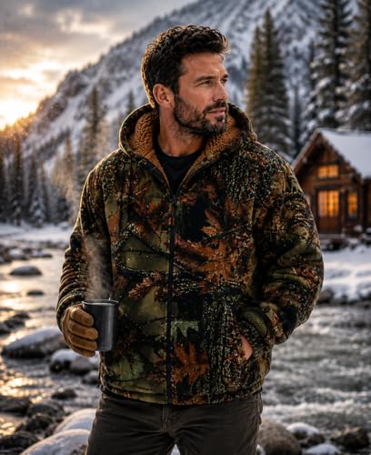 Image of TrailCrest Men's Warm Sherpa Lined Hoodie Fleece Shirt Jacket, Classic Zip Up Buffalo Plaid (Regular and Big & Tall Sizes)