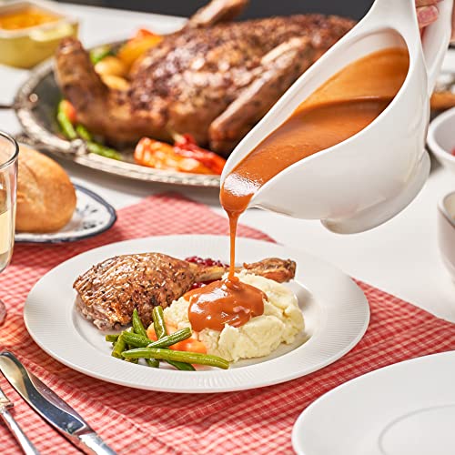 Gravy Boat with Saucer - 16oz Fine Porcelain Sauce & Salad Dressing Boat (White) - Image 5