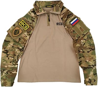 Tactical Russian Jacket, FSB Russian Military KGB G3 Tactical Team Suit Long-Sleeved Jacket for Men CP Camo
