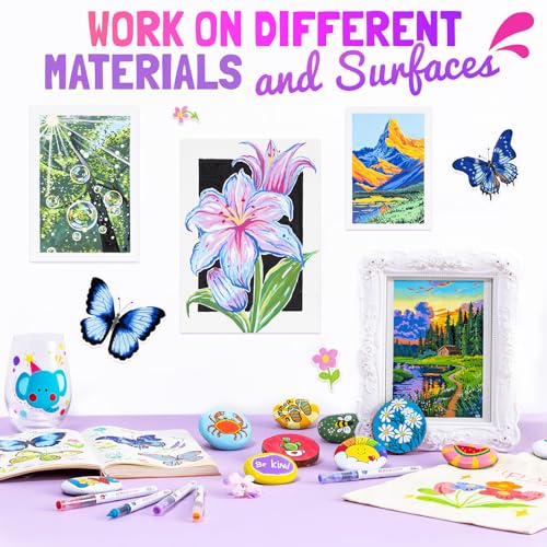 Image of LET'S RESIN PAINT 136 Colors Acrylic Paint Markers Brush Tip for Coloring