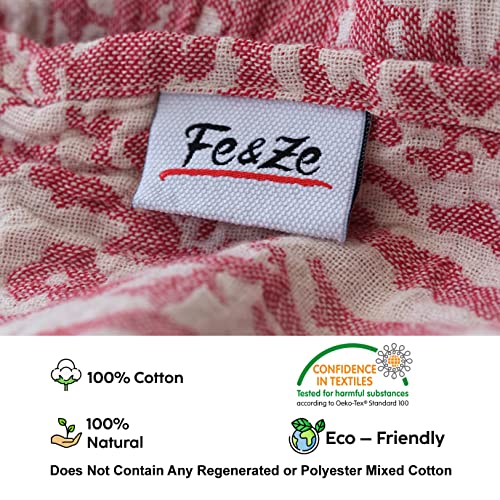 Fe&Ze Turkish Hand Towels With Hanging Loop, 22 X 36 In, 100% Cotton Kitchen Towels Decorative Set Of 2, Rose Red Towels For Bathroom #TOP1