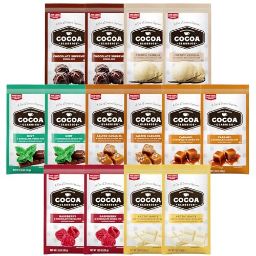 Hot Cocoa Mix Gift Set – 14 Count, 7 Flavors | Cozy Hot Chocolate Sampler Box for Students,...