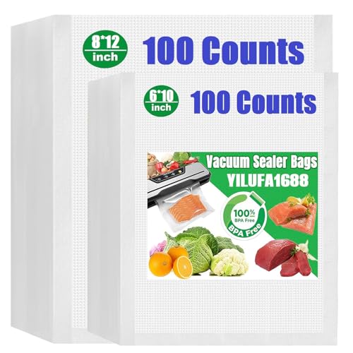 Vacuum Sealer Bags for Food - 200 Pack Precut (8