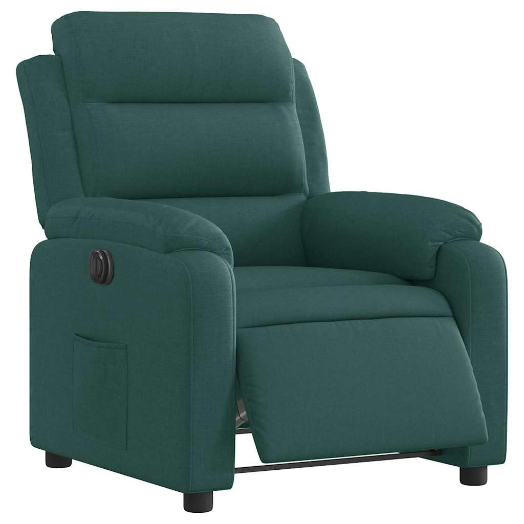 vidaXL Sillón reclinable eléctrico Tela Verde Oscuro