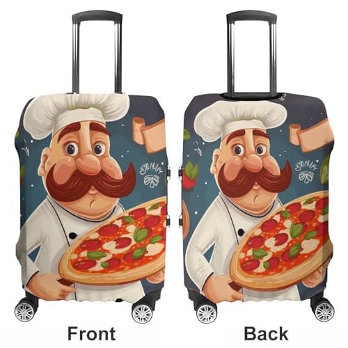Chef Pizza Luggage Cover, Washable Elastic Suitcase Cover Protector Fit 18-32 Inch Luggage3