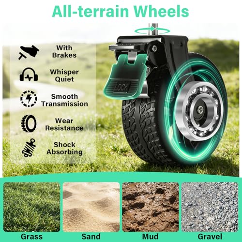Upgraded Heavy Duty Foldable Wagon – 550LBS Capacity, All-Terrain Wheels & Brakes, Large Collapsible Cart for Beach, Camping, Grocery & Sports (Black) — view 4