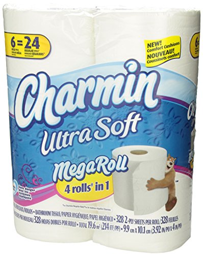Image of Charmin Ultra Soft Toilet Paper 6 Mega Rolls = 24 Regular Rolls