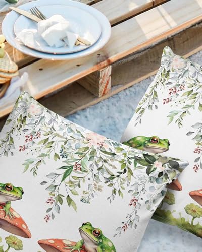 LEOKOTI Mushroom Frogs Outdoor Pillow Covers 18