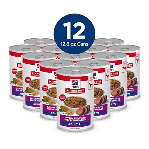 Hill's Science Diet Adult 7+, Senior Premium Nutrition, Wet Dog Food, Beef & Vegetables Stew, 12.8 oz Can, Case of 12 image 7