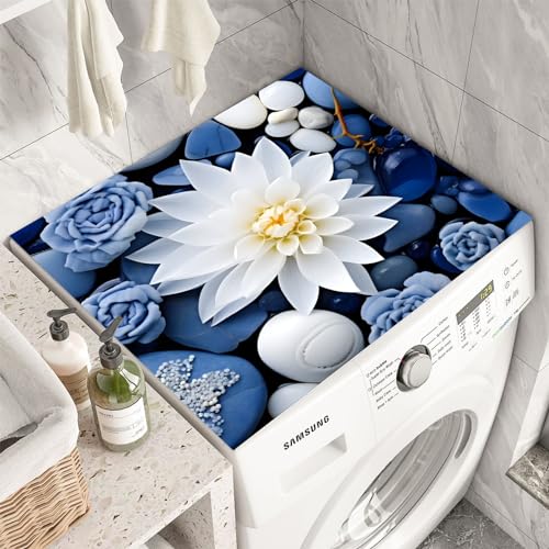 Washing Machine Cover 60 x 60 cm Washing Machine Dust Protection, Non-Slip, Universal Tabletop Washing Machine Pad, Soft and Cuttable Ideal for Washing Machine, Dryers, Refrigerator, Kitchen (B)