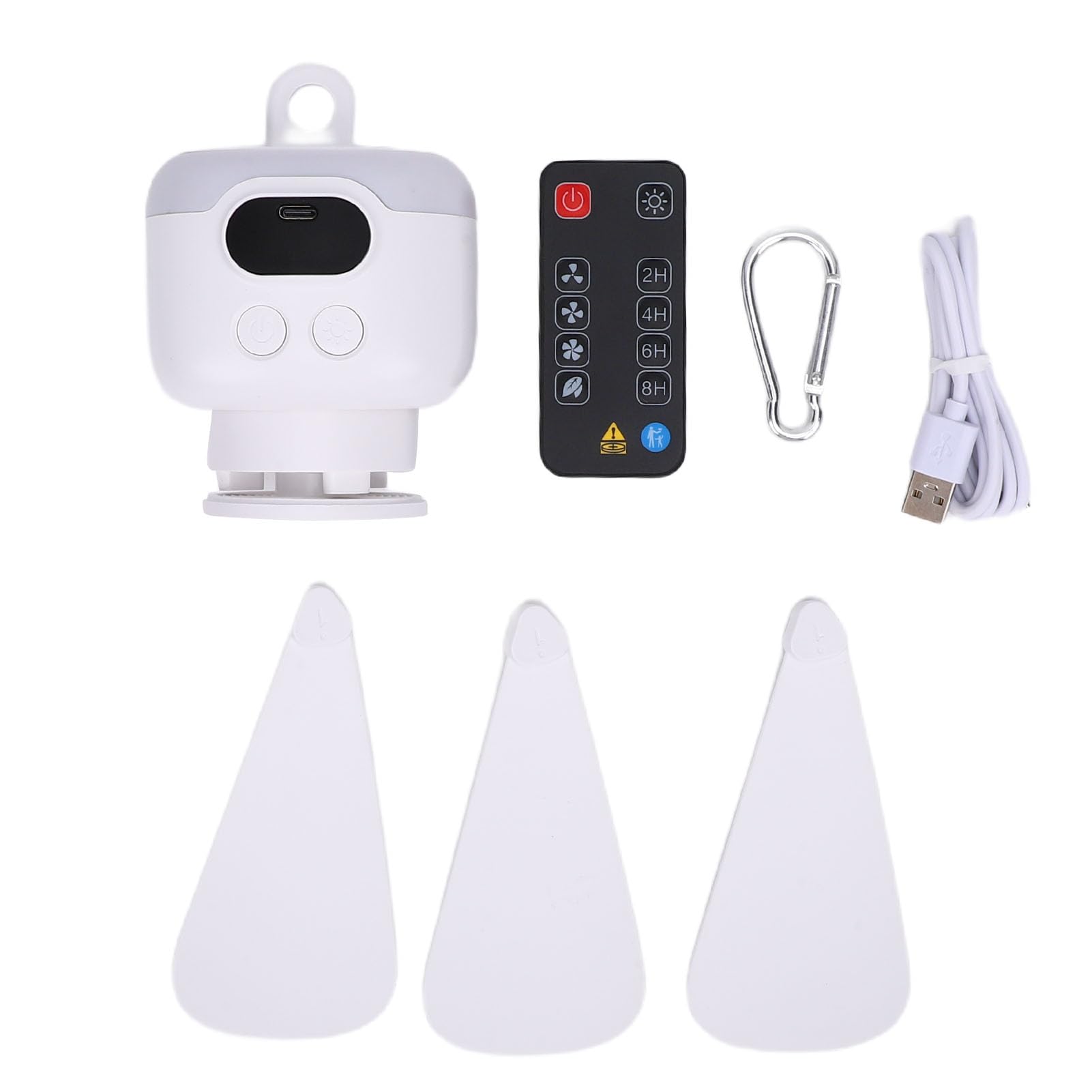 Deckenventilator mit 8000-mAh- und Fernbedienung, USB-wiederaufladbarer Hängeventilator für Zelte, Camping und Wohnmobile, 3 Geschwindigkeitsstufen, Leiser Bürstenloser Motor,