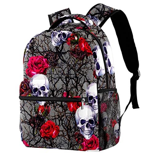 Sac à dos crâne et roses ergonomique avec grande capacité de rangement