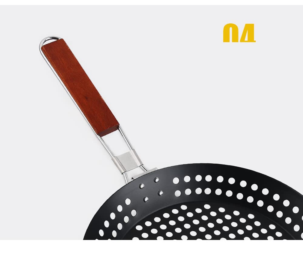 Antihaft-Grillpfanne, 1 Stück, Edelstahl-Bratpfanne mit Löchern, perfekt für Outdoor-Grillen, Kochen, Grill, Wok für gleichmäßige Wärmeverteilung