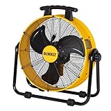 DEWALT DXF2042 Industrial Fan, 20 Inch High Velocity Fans with 3-Speed Adjustable Tilting Head, Drum Fan for Outdoor, House and Warehouse, Yellow