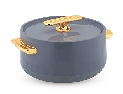 WARMEO Pearl Round Shape Inner Steel Casserole Pack of 1(1400ml,Color- Iron Grey) BPA Free|Advanced P.U. Insulation|Keeps Food hot & Fresh for Long Hours|Chapati, Roti, Biryani and More