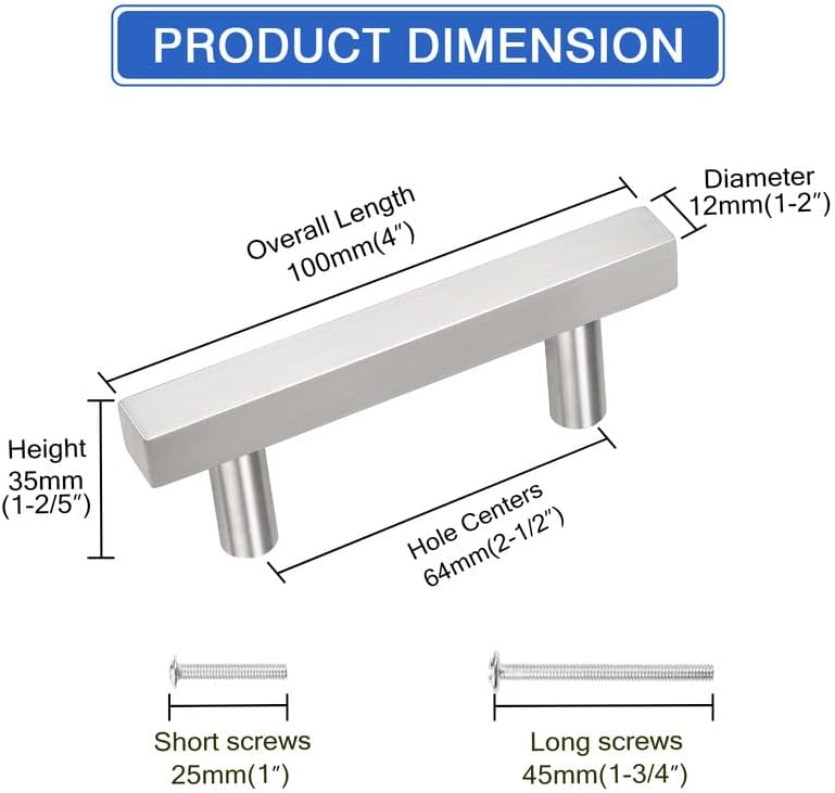 Miniatura 2 de NIZADO Paquete de 12 manijas de gabinete de acero inoxidable, tiradores de cajón con acabado de níquel satinado de 3 34 pulgadas, manijas para