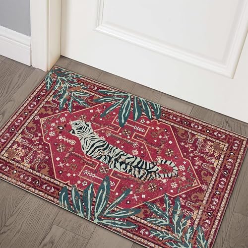 Image of Printed Cotton Carpet for Living Room Size 2x5 feet | Anti-Slip Floor Rug | Washable & Durable | Modern Design Home Decor Color- Lion