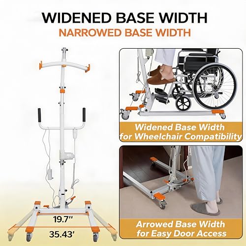 Image of Electric Patient Lift with Sling, Plug-in Powered, White | 350LBS Capacity, Full /Partial Paralysis Mobility Aid, Body Transfer Hoist for Home Care, Hospital