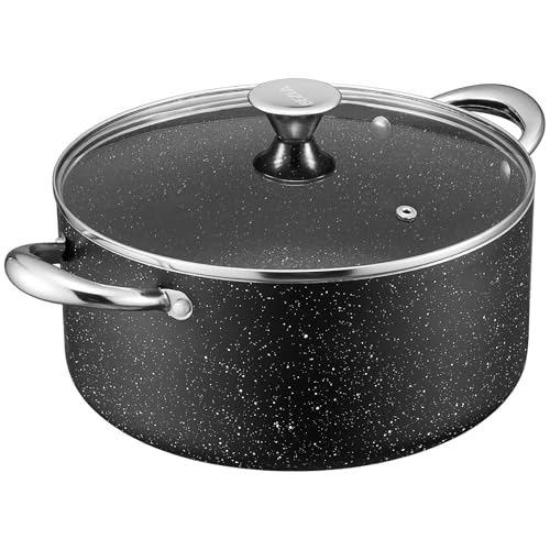 BEZIA Large 12 Quart Nonstick Stock Pot with Lid, Induction Cooking Pot Soup Pot, Non-toxic and Oven...