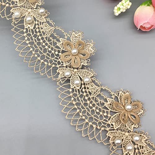 1 Yard Flower Pearl Lace Ribbon Embroidered Lace Trim Fabric Sewing Edging Crafts Home Wedding Party Dress Decoration #TOP7