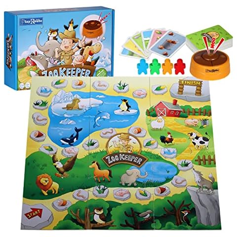 PlayRoute Zoo Keeper Game | Animal Games with Realistic Animal Sounds | 4 Level Board & Card Games | Educational Learning Activity for Kids Ages 5-12 Years and Up Cover