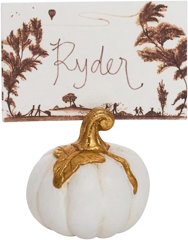 Juliska Forest Walk Pumpkin Place Card Holder Set/4 - Gold