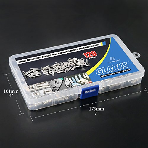 Glarks 120 Stück Regalhalterungen in 4 Stilen, für Schrank, Möbel, Regale, vernickelt, silberfarben