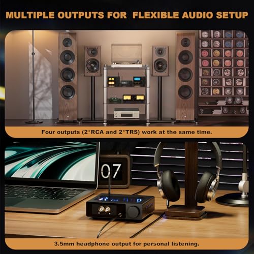 Image of Q1 Digital to Analog Converter: HiFi USB DAC Adapter 768kHz /32bit DSD512, APTX-HD Bluetooth 5.2 Headphone Amp with ESS9039+AK4493 for Home Stereo Amplifiers & Desktop Listening
