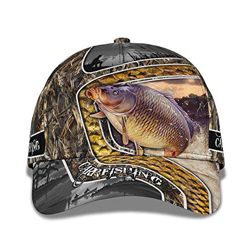 Gorra Pescador con Mosca Impresión Nombre Personalizado con Estilo Vintage De Pesca De Carpa Gorras De Béisbol Deportes Sombrero De Visera para Pesca, Conducir, Hombres
