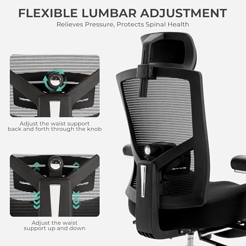Image of Big and Tall Office Chair 700lbs with Ergonomic W Wide Thick Seat Cushion, Oversized Mesh Desk Chair with Adjustable Lumbar for Heavy People, Computer Chair with 4D Armrest Headrest